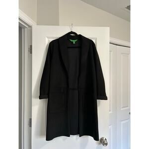 Women’s Black Long Cardigan Open Coat Size Small